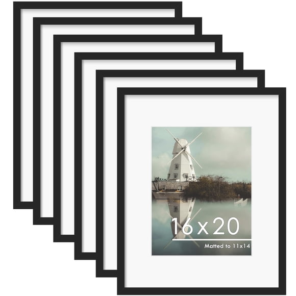 Marco de fotos PEALSN, 16 x 20 cm, juego de 6 unidades, madera negra