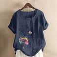 thumbnail image 2 of Fesfesfes Womens Oversized Tshirts Women Summer Sexy Print Regular Button Round Neck Short Sleeve Women Short Sleeves Top Gym Clothes for Women 14(XXXL), 2 of 5