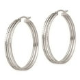 thumbnail image 4 of Auriga Fine Jewelry 925 Sterling Silver Rhodium Plated Textured Fancy Hoop Earrings for Women, 4 of 7