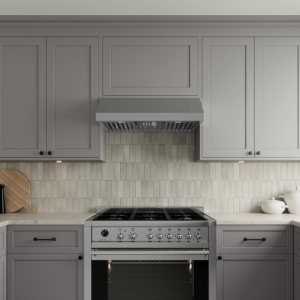 Streamline 30 in. Anfo Convertible Undermount 406 CFM Range Hood in Brushed Stainless Steel with Baffle Filters, Push Button Control, LED Lights