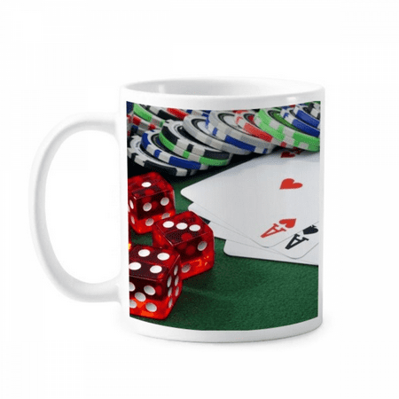 

Chip Poker Dice Gambling Photo Mug Pottery Cerac Coffee Porcelain Cup Tableware