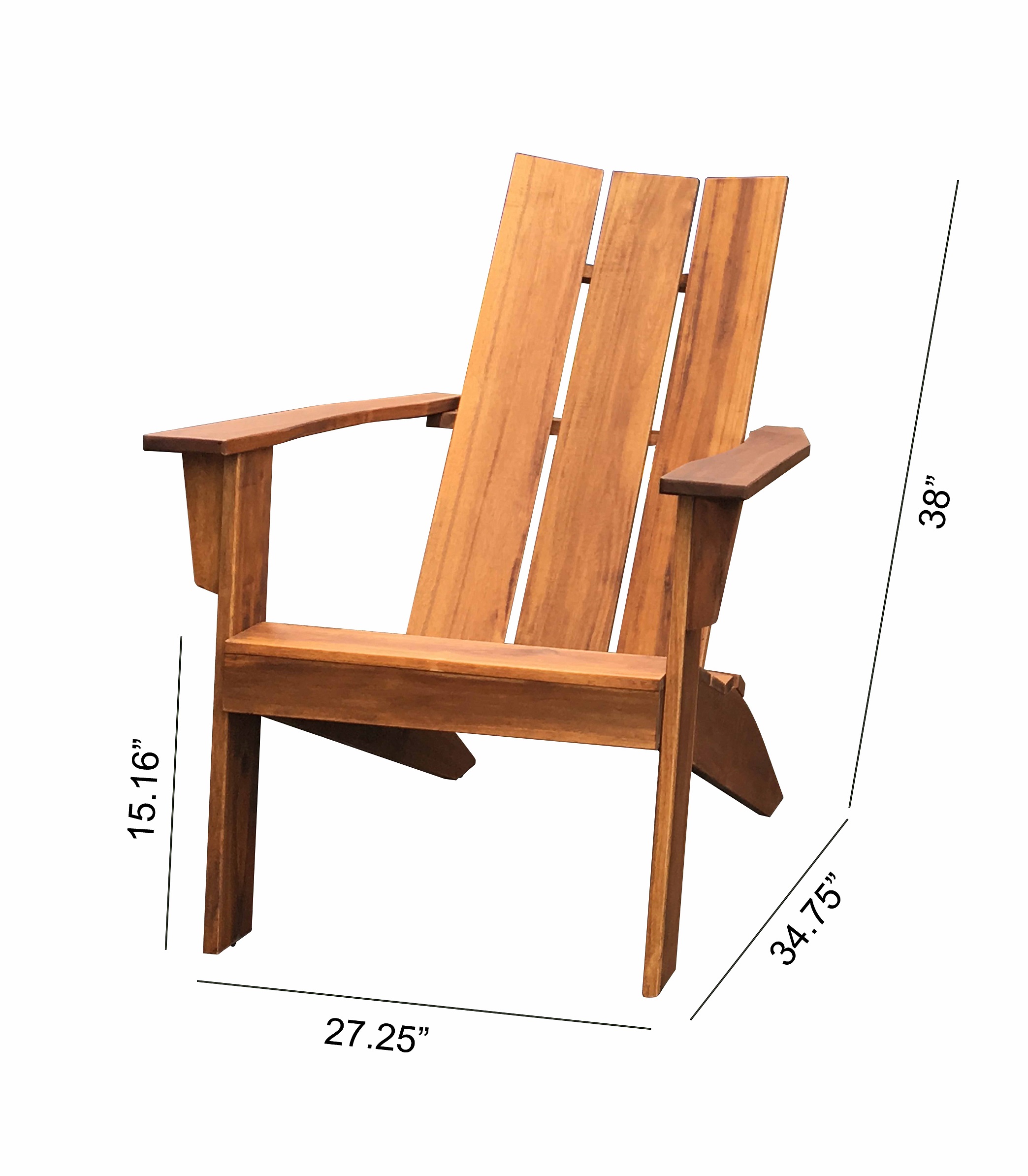 Mainstays Wood Outdoor Modern Adirondack Chair, Natural Color - image 2 of 9