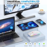 Bluetooth LED 2.4G Wireless Mouse Luminous Slim Design for Laptop - Space Silver