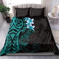 thumbnail image 2 of Nueva Zelanda Tuatara Plumeria Juego de cama Maori Teal Koru Tribal Tattoo LT01, 2 of 6