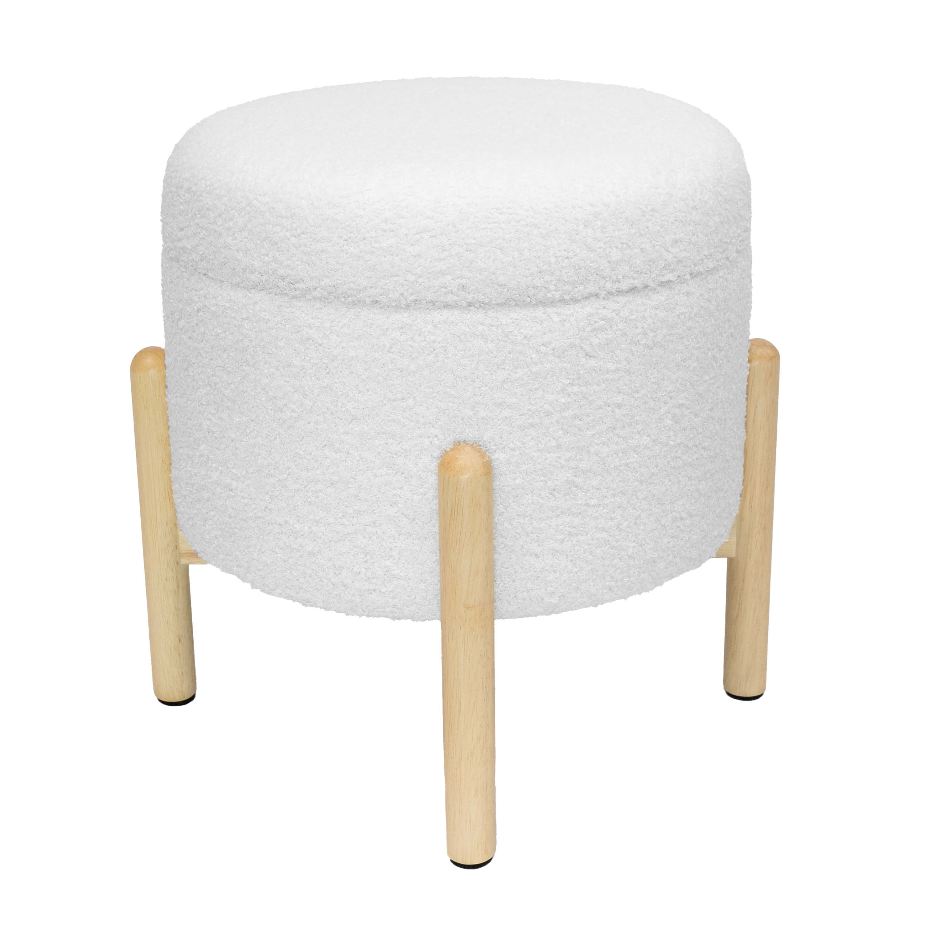 Mainstays Modern Dowel Storage Ottoman, Cream Boucle photo 2