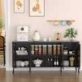 thumbnail image 5 of 63 Inch Black Fluted Buffet Cabinet, 4-Door Modern Sideboard Storage Credenza - Wood Accent Console for Living Room/Kitchen/Entryway, 5 of 7