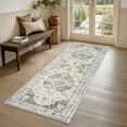 thumbnail image 4 of FEELHOME 2'x6' Runner Rugs Washable Carpet Vintage Medallion Non Slip Soft Carpet Indoor Runner for Bedroom Hallway Kitchen Entryway Laundry Gray, 4 of 7