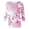 thumbnail image 4 of Women's 3/4 Sleeve Tops Casual Crewneck Vintage Tunic T Shirts Loose Fitting Three Quarter Length Sleeve Tunic Tops Elegant Floral Printed Tees Fall Blouses for Ladies S-3XL, 4 of 4