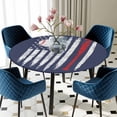 thumbnail image 5 of Elastic Fitted Round Tablecloth, American Flag Waterproof Stretch Table Cover for 45"-54" Tables, US Flag Baseball Stars Navy Blue Washable Outdoor Tablecloths for Patio, Picnic, Camping, 5 of 9