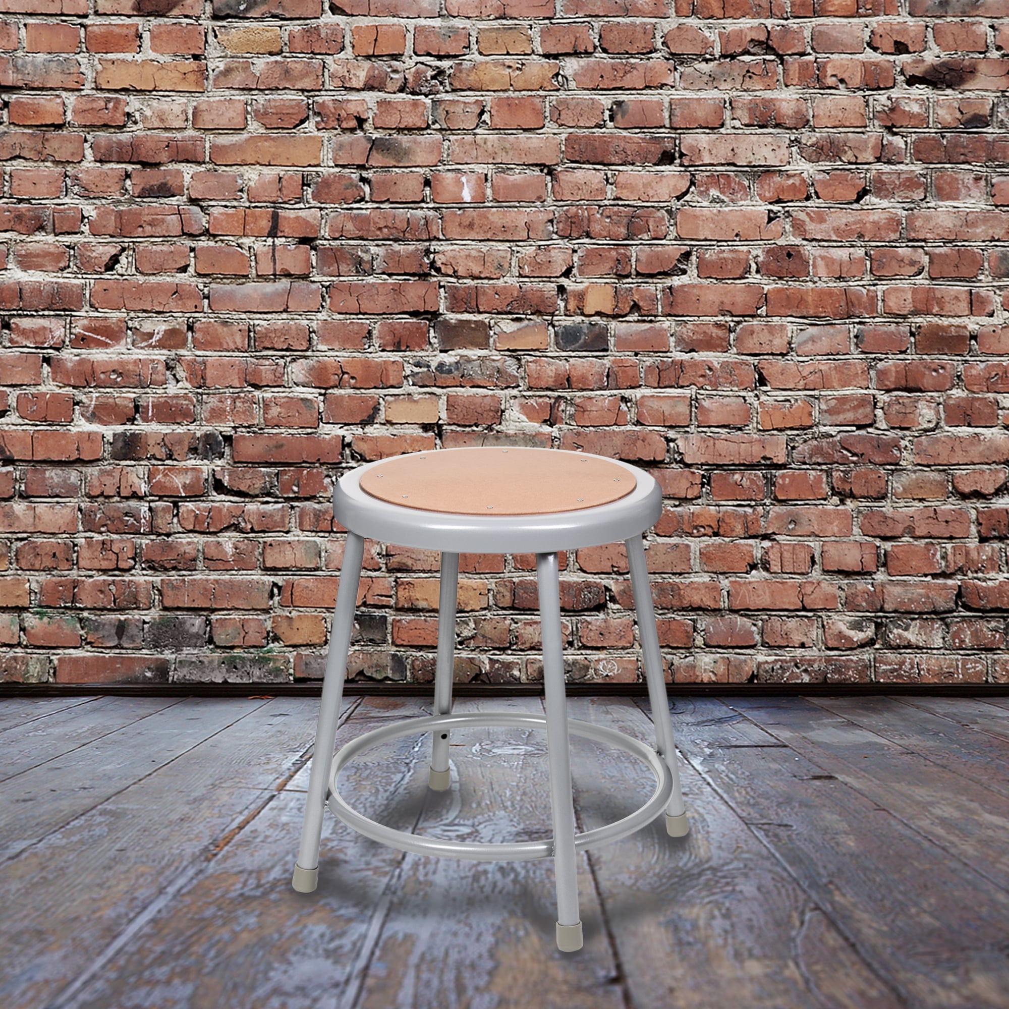 Hampden Furnishings Flynn Collection 18" Masonite/Steel Stool, Grey, Pack of 2