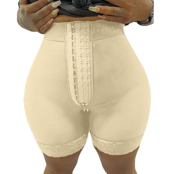 WMTBSRSW High Waisted Shapewear for Curvy Women Plus Size Tummy Control Shorts Butt Lifting Body Shaper Fajas Shorts with Three Breasted Hook Zipper Closure