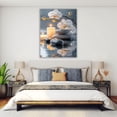 thumbnail image 4 of Mudket White Orchid Flowers with Zen Stones Canvas Wall Art, Serene Water Reflection Spa Wall Decor, Framed Ready to Hang for Living Room Bedroom Office, Calming Botanical Print - 12"L x 8"W, 4 of 10