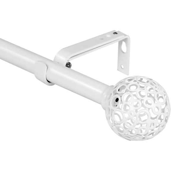 Urbanest Adjustable Single Curtain Rod Set Planet Ball Finials – 3/4-Inch Diameter, With Glossy White Rod, 28–48 Inches