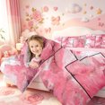 thumbnail image 4 of meiyoeat Pink Marble Patchwork Art 7-Piece Twin Bedding,Abstract Geometric Print Bedding Comforter Set,Pink Reversible, 4 of 7