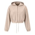 thumbnail image 3 of MSJUHEG Zip Up Hoodie Women Plain Hoodies Comfort Hoodie Sweatershirt Coat Full Zip Oversized Hoodie Travel Hoodie Hoodies for Men and Women Sweatshirt for Women Beige L, 3 of 8