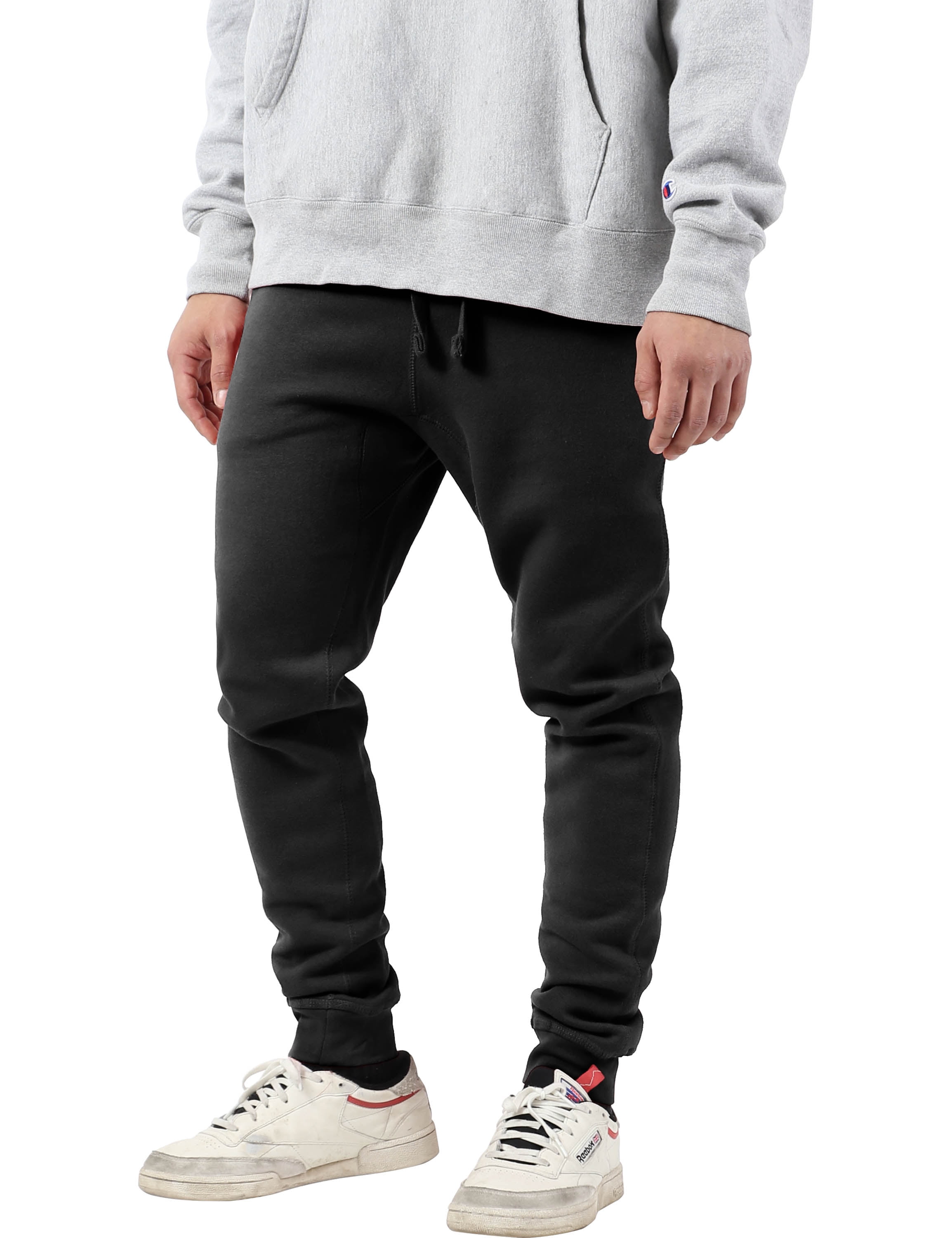 reebok men's cotton fleece straight leg pants