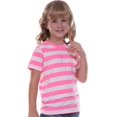 thumbnail image 2 of Kavio TJP0605 Toddlers Striped Jersey Crew Neck Short Sleeve Tee-StripedWhite/PinkFlash-3T, 2 of 2