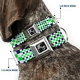 thumbnail image 2 of Buckle-Down Pet Collar, Dog Collar Metal Seatbelt Buckle, Checker Blocks White Navy Neon Green, 20 to 31 Inches 1.5 Inch Wide, 2 of 8