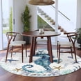 thumbnail image 4 of Round Area Rug 7 Ft, Coastal Seahorse Washable Non-Slip Circle Carpet for Living Room/Bedroom, Nautical Starfish Shell Seaweed Anchor Low-Profile Large Runner Mat Collection Rugs for Indoor, 4 of 7