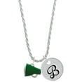 thumbnail image 1 of Delight Jewelry Silvertone Small Green Megaphone Silvertone Script Initial Disc - B - Charm Necklace, 20"+3", 1 of 4