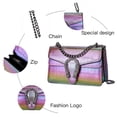 thumbnail image 4 of Bolso de mano DEEPMEOW de piel sintética con estampado de cocodrilo morado para mujer, 4 of 6