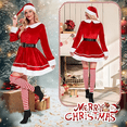 thumbnail image 6 of RTOPDS Adult Women's Christmas Mrs Claus Costume with Belt Hat Stockings (S), 6 of 7