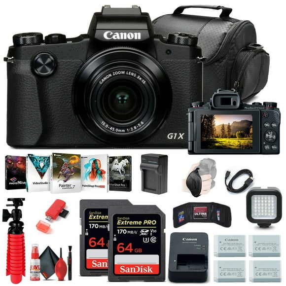 Canon PowerShot G1 X Mark III Digital Camera (2208C001) + 2 x 64GB Cards + More(International Model)