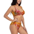 thumbnail image 2 of Wukai Orange Flower Psychedelic Women's Bikini Set Two Piece,wimsuit High Waisted V Neck Twist Front Adjustable Spaghetti Straps Bathing Suit-Small, 2 of 7