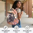 thumbnail image 3 of Xixirimido Racoon Forest Camo Print Kids School Backpack, 17" Large Capacity Bookbag, Multi Pockets School Bag for Boys Girls Teens Preschool Elementary Middle High School, 3 of 8