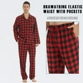 thumbnail image 7 of LNFINTDO Mens Flannel Pajama Sets Plaid Cotton Pajamas Pjs Set Button Down Soft Warm Lounge Sleepwear Tops & Pjs Pants, Red Plaid, X-Large, 7 of 7