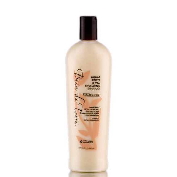13.5 oz , Bain de Terre Coconut Papaya Ultra Hydrating Shampoo hair beauty, Pack of 1 w/ Sleekshop Pink Comb