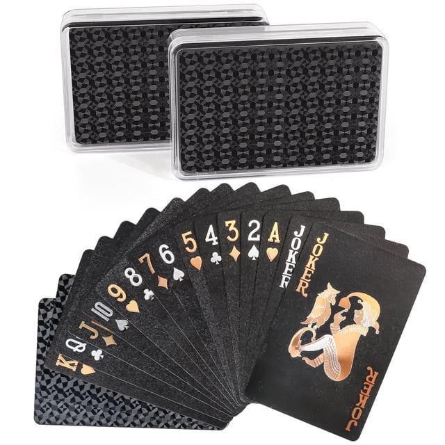 Juego de cartas LotFancy Black Poker impermeable con fundas, 2 unidades LotFancy LotFancy