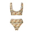 thumbnail image 2 of Honeii 70s Hippie Style Print Women’s Bikini Set,Two Piece Swimsuit Bathing Suits,Stylish High Elasticity Swimwear for Beach and Pool, 2 of 7