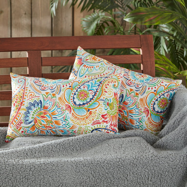 Jamboree Paisley 19 x 12 in. Outdoor Rectangle Throw Pillow (Set of 2) by  Greendale Home Fashions