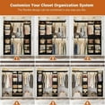 thumbnail image 6 of Homieasy 58" - 90" W Closet System, Large Walk in Closet Organizer with 3 Hanging Rods and Shelves, Heavy Duty Wood Closet Wardrobe with 2 Drawers and Shoe Rack, Reversible Clothing Rack, Black, 6 of 7