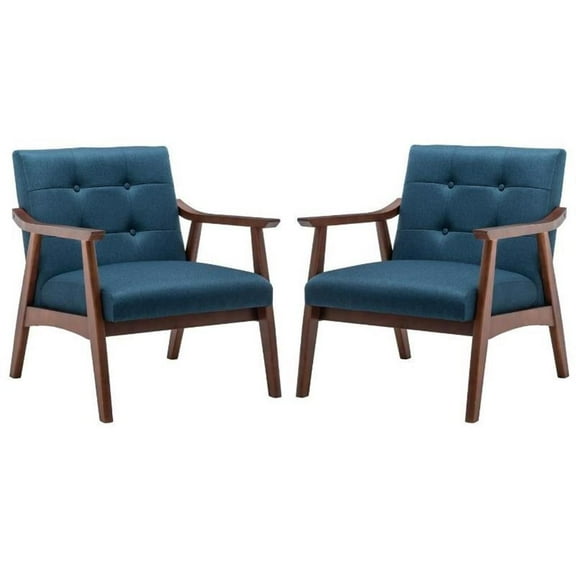 Home Square Natalie Furniture Accent Chair in Blue - Set of 2