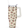 thumbnail image 2 of Yellow Holly Illustration 40 Oz Tumbler with Handle Lid and Straw Stainless Steel Double Walled Vacuum Insulated Cup Merry Christmas Gifts Tumbler for Women Men Friends Outdoor Indoor, 2 of 6