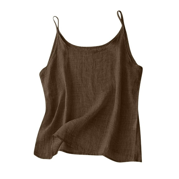 Taqqpue Cotton Linen Tank Tops for Women Spaghetti Strap Loose Fit Camisole Cami Summer 2025 Casual Sleeveless Lightweight Tops Shirts