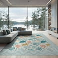 thumbnail image 2 of ODIKA 8'x10' Washable Area Rug Non-Slip Chair-Friendly Mat Friendly Ocean Turtle Design With Coral Seashells Waves Border for Dining Room, Large Office, Lounge, 2 of 7