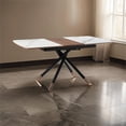 thumbnail image 6 of Benjara Lina 51-67" Extendable Dining Table- Gray Ceramic & Walnut Wood Top, 6 of 6