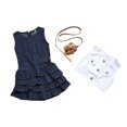 thumbnail image 3 of Robes Filles Robe en Denim Rétro Robe en Denim Sans Manches Jupe + Veste + Ceinture Ensemble Trois Pièces, 3 of 10
