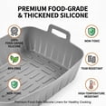 thumbnail image 6 of Silicone Air Fryer Liners for Ninja Dual 8QT, 2 Pcs Rectangle Reusable Liners for DZ201 DZ401, Food Grade Non-Stick Airfryer Accessories, 6 of 10