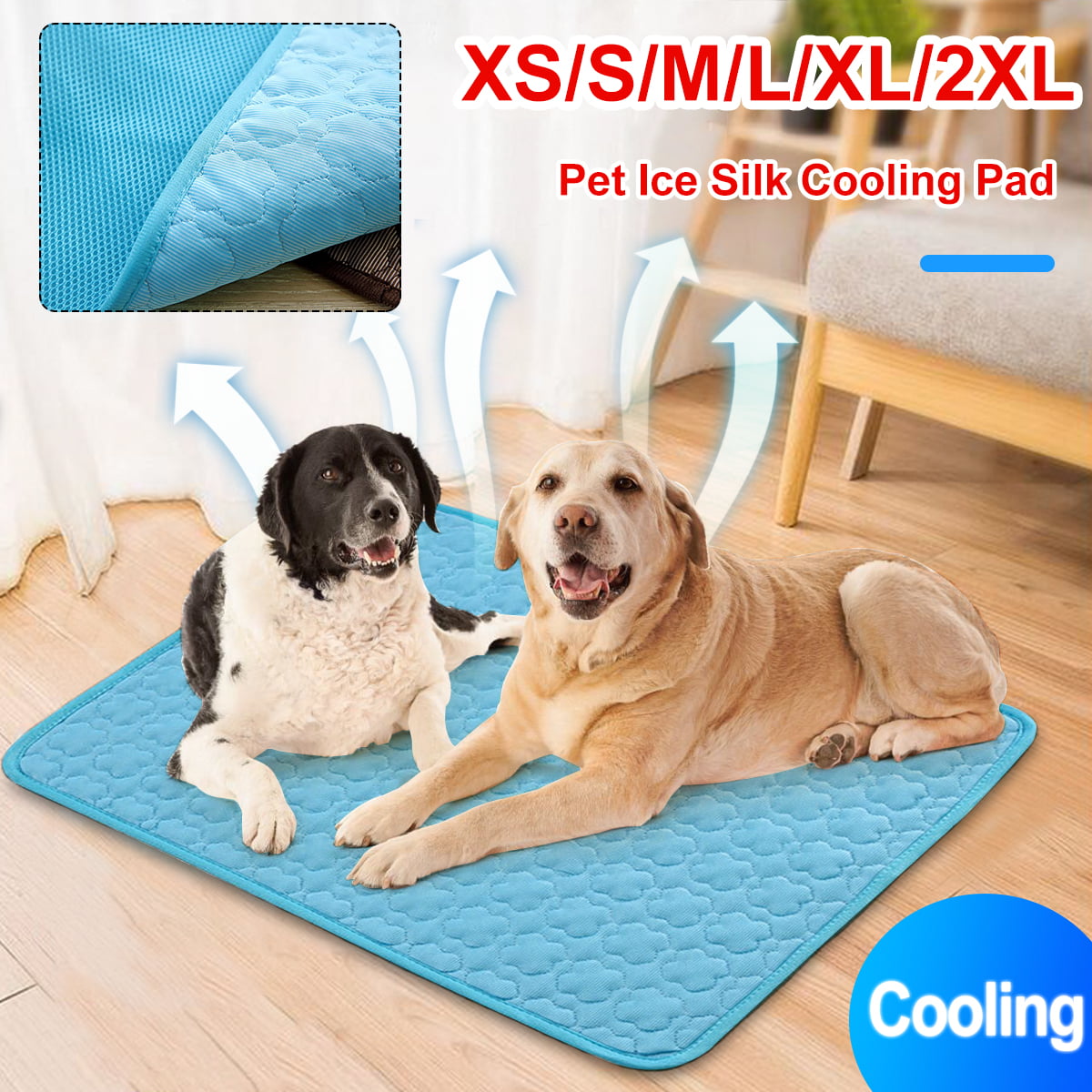 New Pet Cooling Pad Gel Mat Cooler For Dog Crate Bed Kennel S M L XL Blue Home