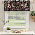 thumbnail image 2 of Watercolor Flowers Curtain Valances for Windows, Kitchen Valance Window Treatments Panel 2 Pack, Farmhouse Floral Vintage Black Rod Pocket Short Curtains for Bathroom Bedroom 54 x 18 Inch, 2 of 8