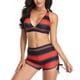 thumbnail image 1 of Traje de baño de dos piezas, traje de baño con estampado de rayas, traje de baño para mujer, top de bikini, pantalones cortos, durabilidad mejorada, 1 of 7