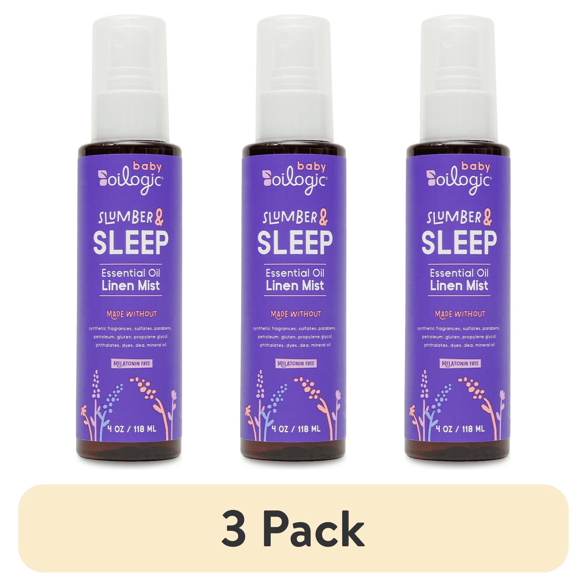 (3 pack) Oilogic Slumber & Sleep Essential Oil Linen Spray, Baby Sleep Spray, 4 oz
