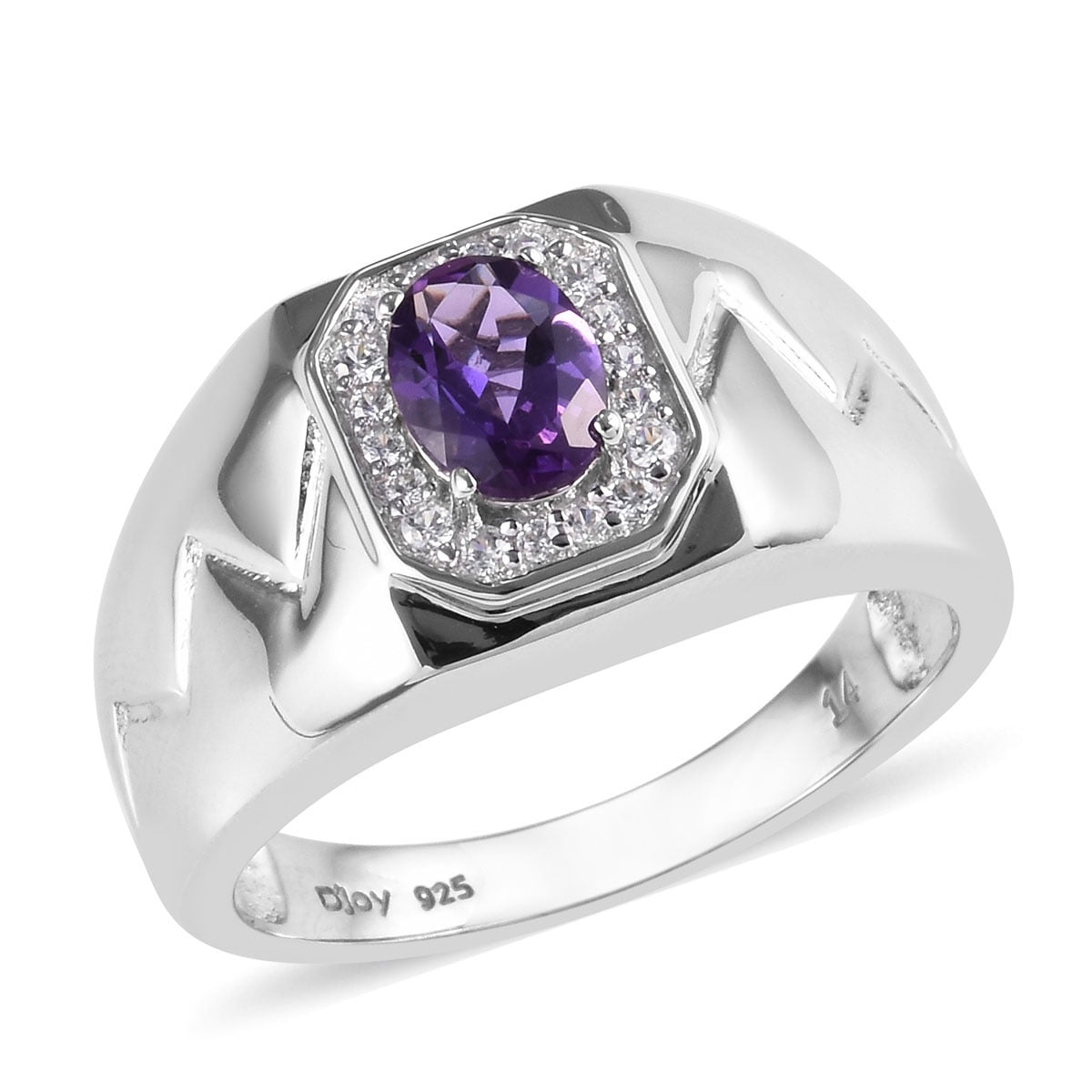 Shop LC 925 Sterling Silver Platinum Plated Amethyst Cubic Zirconia