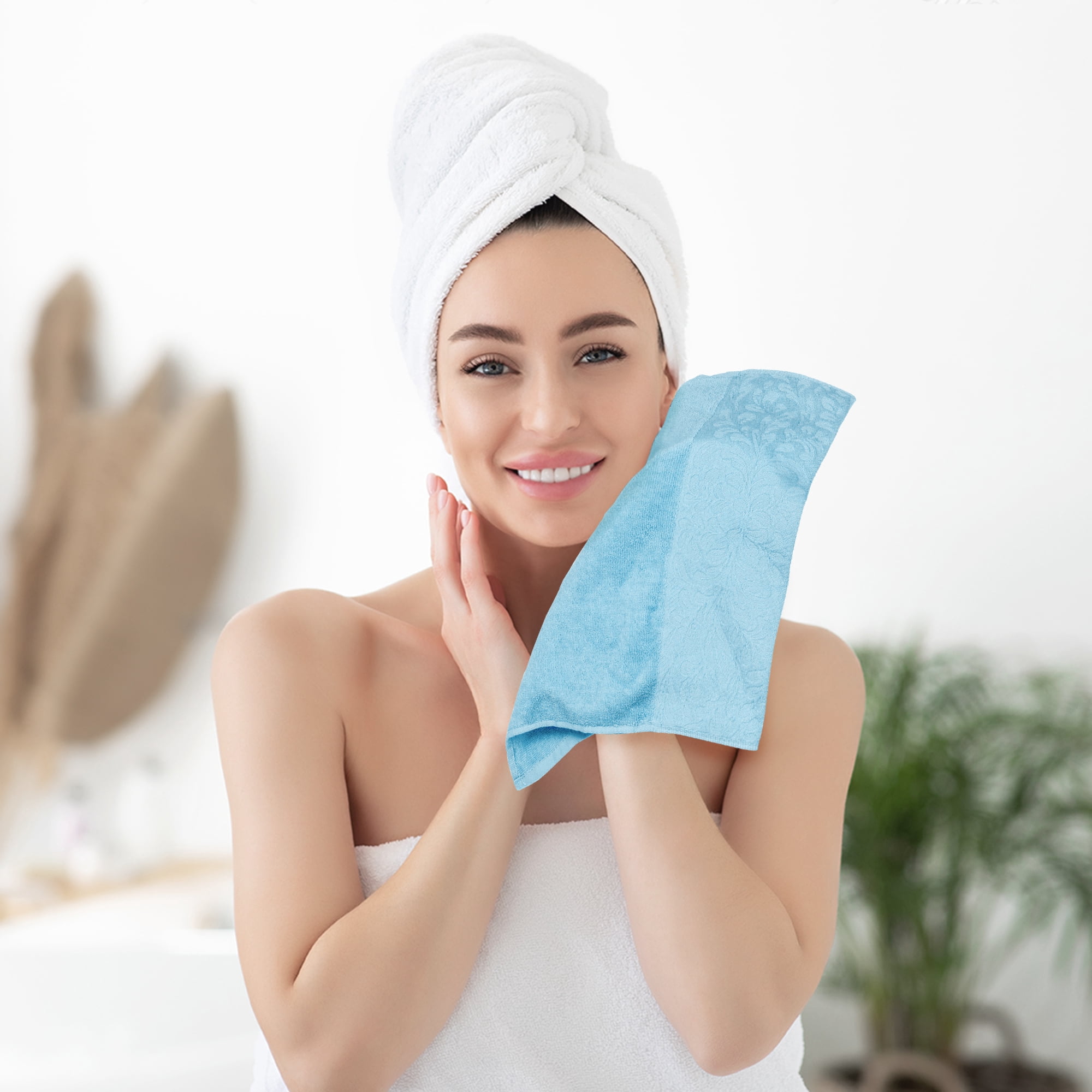 Unique Bargains 6 Pack Cotton Washcloths Absorbent and Comfort Face Towels Blue