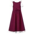 thumbnail image 6 of inhzoy Renaissance Dress for Girls Medieval Princess Costume Retro Lace-up Maxi Dress Halloween Dress up Short-sleeve-Burgundy-A 6, 6 of 7