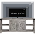 thumbnail image 4 of HOSSLLY 59 Inch Grey TV Stand for TV up to 50 60 65 Inches, Farmhouse Wood TV Cabinet Entertainment Center with Storage and 3-Tier Adjustable Shelves, 4 of 8